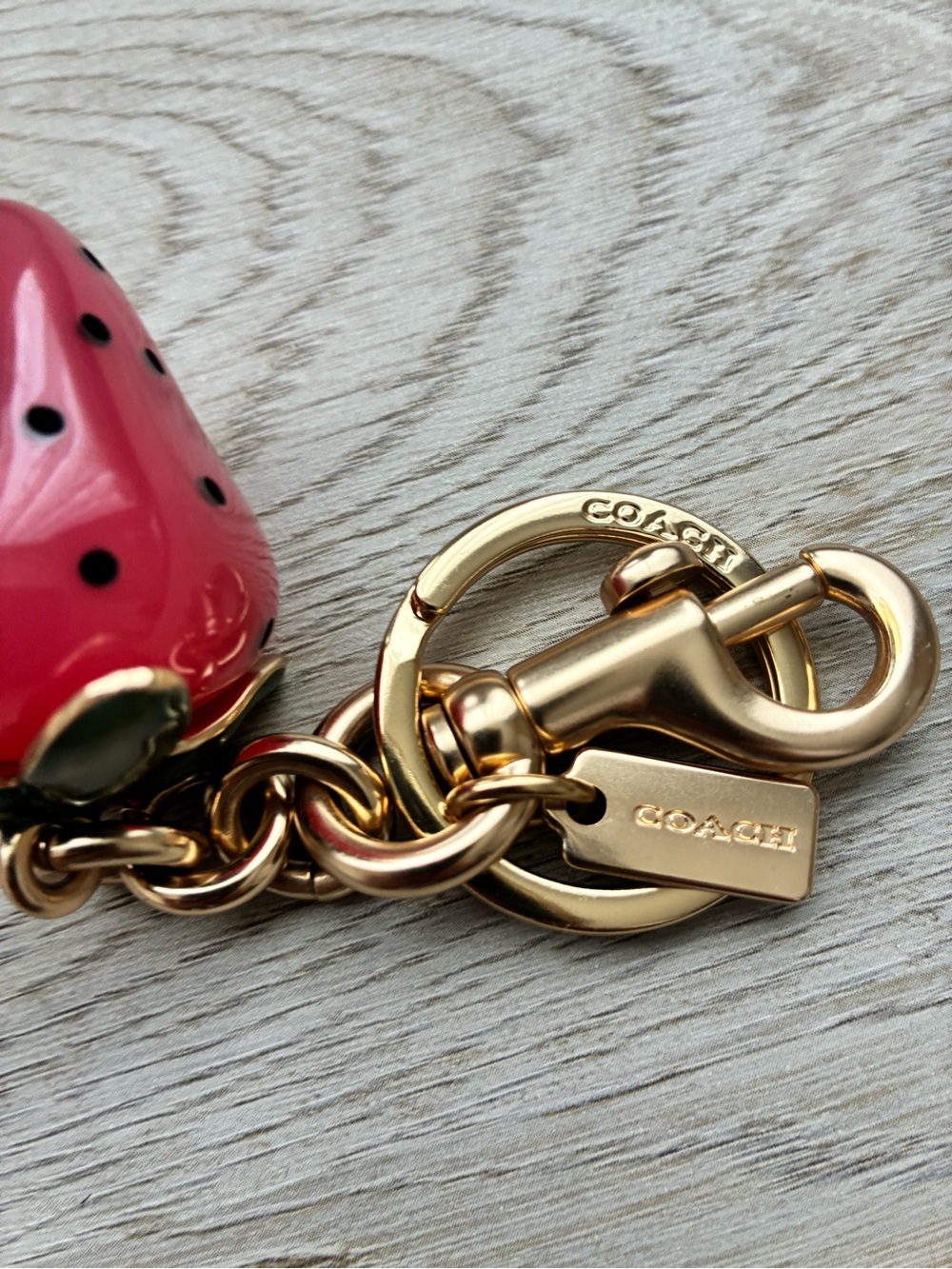 Coach X Observed By Us Strawberry Resin Gold Bag Charm - Picture 4 of 5